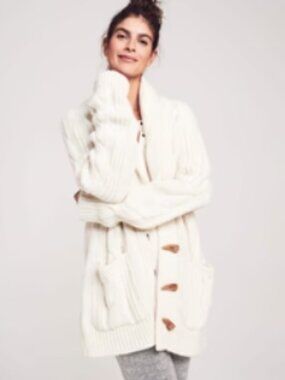 Faherty Winter Frost Cable Knit Cardigan Alpaca